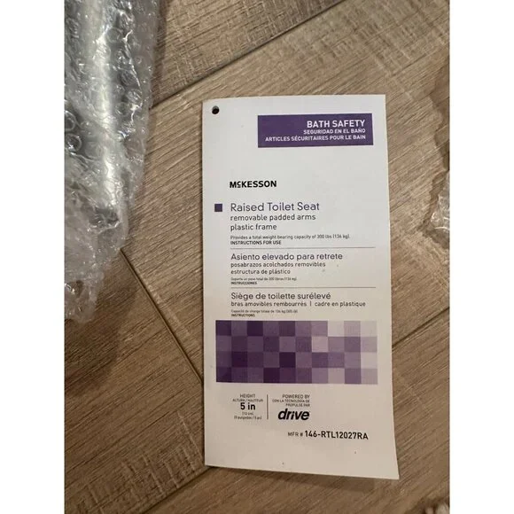 MCKESSON RAISED TOILET SEAT LIGHTWEIGHT NEW MAX WEIGHT 300 LBS